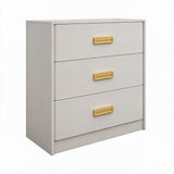 Garvee Commode moderne en MDF double biseau robuste avec poignées métal pour salon ou chambre, blanc