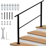 Garvee Garde-Corps Métallique Extérieur Pour Escaliers, Kit Railing Ajustable, Fer Robuste, 4 Marches, Terrasse Et Porche - 