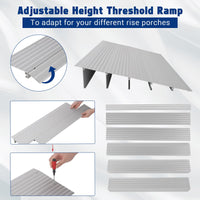 Garvee Rampe de seuil 5 pièces en aluminium, Rampe robuste charge 318 kg, 86,4 cm L x 66,5 cm l x 19,1 cm H intérieur/extérieur