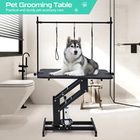 Garvee Table de toilettage hydraulique pour chiens, hauteur réglable, pour le bain, la coupe et le stylisme, 110 × 61 cm, panneau MDF, stable et antidérapante