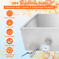 Bac d'évaporation pour sirop d'érable Garvee, 76 x 41 x 48 cm, acier inoxydable 304, capacité de 80 litres, 2 vannes, thermomètre, pour la maison et l'extérieur