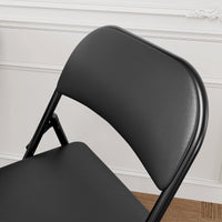 Ensemble de 2 chaises pliantes Garvee avec coussins, revêtement en similicuir, structure métallique robuste, pour une utilisation intérieure et extérieure, couleur noire, pliables, capacité de charge jusqu'à 159 kg