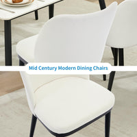 Ensemble de 2 chaises de salle à manger Garvee en lin, avec assises rembourrées et pieds en bois, pour cuisine et café, blanc cassé, revêtement ergonomique, style moderne