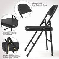 Garvee Lot de 4 chaises pliantes, cadre en métal, charge max. 159 kg, chaises portables pour salle à manger, salon, bureau et camping