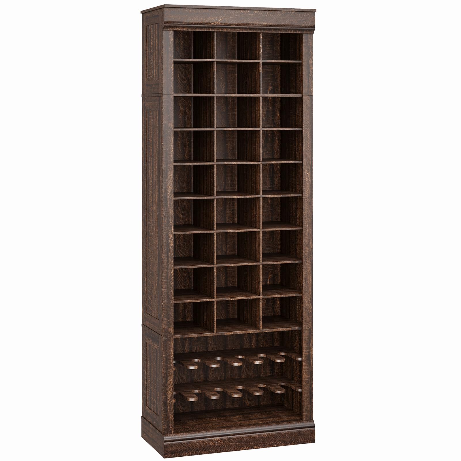 Meuble à chaussures Garvee à 10 niveaux et 30 compartiments, avec un espace haut pour les bottes, en MDF, anti-basculement, idéal pour l'entrée et le salon, blanc.