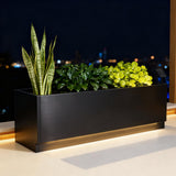 Garvee Jardinière métallique LED 119 × 41 cm avec Lumières Extérieures, Assemblage à emboîtement, acier durable, pour terrasse et Jardin, Noir