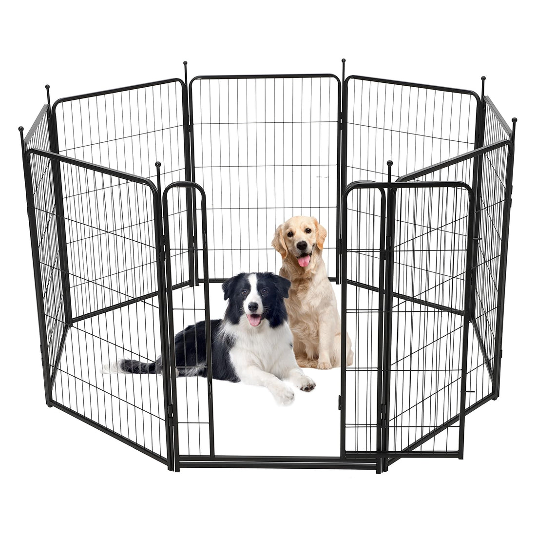 Garvee Parc pour chien, hauteur 102 cm, longueur 5,5 m, 8 panneaux, métal, antirouille, large porte, portable pour le jardin et le camping