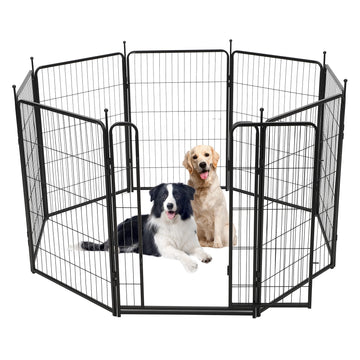 Garvee Parc pour chien, hauteur 102 cm, longueur 5,5 m, 8 panneaux, métal, antirouille, large porte, portable pour le jardin et le camping