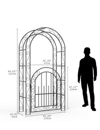 Arche de jardin en acier Garvee de 2,4 m (8 pi), résistante aux intempéries, robuste, élégante, noire, avec portail, idéale pour les mariages et le jardin.