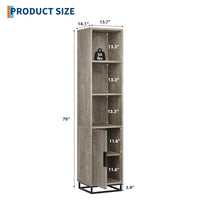 Armoire de salle de bain haute Garvee 70 po étroite avec porte et étagère réglable, en bois noir de style champêtre moderne, idéale pour la cuisine et le salon.