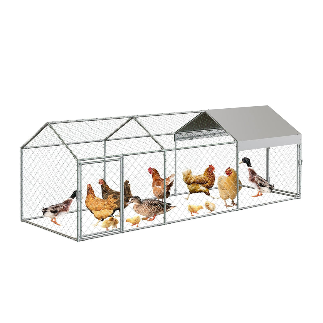 Poulailler Garvee 120x40x40 pouces, structure tubulaire carrée en acier noir, résistant aux intempéries, pour poules, lapins et autres volailles dans le jardin ou la cour.