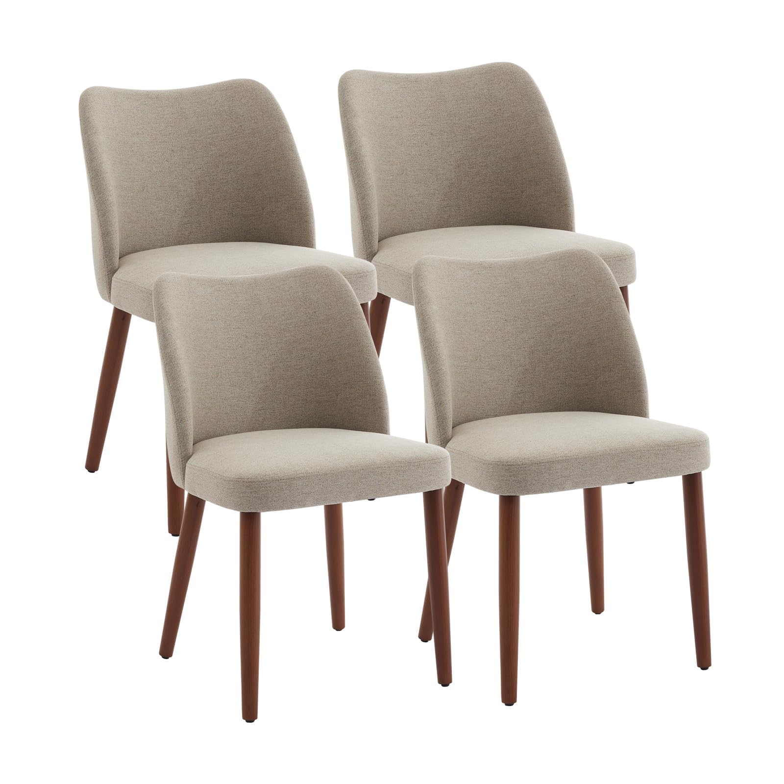 Chaises de salle à manger Garvee, lot de 2, revêtement en tissu et pieds en bois, pour restaurant/café, hauteur 78 cm, style moderne mi-siècle, gris