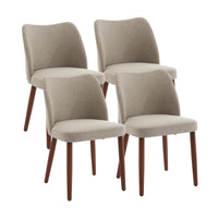 Chaises de salle à manger Garvee, lot de 2, revêtement en tissu et pieds en bois, pour restaurant/café, hauteur 78 cm, style moderne mi-siècle, gris