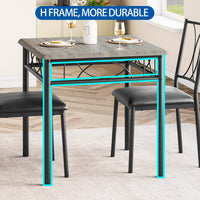 Ensemble de salle à manger Garvee 3 pièces pour 2 personnes, table carrée avec chaises rembourrées, bois MDF, gris rustique, compact pour cuisine et salle à manger