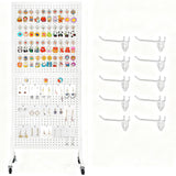 GARVEE Présentoir mobile à panneau perforé 61 × 152 cm, base en T avec roulettes, structure en fer robuste, double face avec crochets inclus, idéal pour magasin, stand et salon professionnel