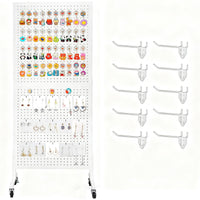 GARVEE Présentoir mobile à panneau perforé 61 × 152 cm, base en T avec roulettes, structure en fer robuste, double face avec crochets inclus, idéal pour magasin, stand et salon professionnel