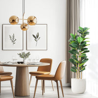 Garvee Ficus Lyrata artificiel 152 cm, feuilles réalistes, pot blanc et PVC résistant à l’eau, pour maison et bureau