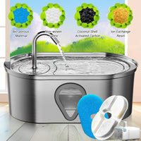 Fontaine à eau Garvee pour chats et chiens, 3,5 L, en acier inoxydable, avec pompe silencieuse, filtre et fenêtre d'observation.