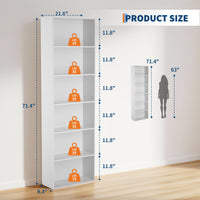 Garvee étagère industrielle à 6 niveaux, blanc, pour salon et bureau, 182 cm de hauteur, bois rustique, capacité de 113 kg, sûre et polyvalente