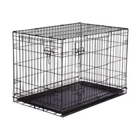 Cage de transport Garvee 122 cm avec tiroir, pliable, en tube d'acier, double porte, portable pour petits animaux, idéale pour les voyages et la maison, 122 x 76 x 81 cm, noire