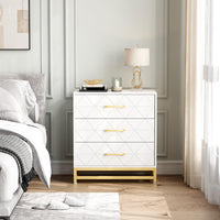 Garvee commode en bois pour chambre à coucher, 3 tiroirs, MDF, blanc, moderne, anti-poussière, robuste, compacte, pour entrée ou salon