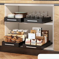 Ensemble de 2 organisateurs de porte coulissante Garvee pour cuisine et salle de bain, plastique robuste, gain de place, noir