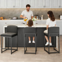 Ensemble de 2 tabourets de bar Garvee, rembourrés avec dossier, pour cuisine et bar, 61 cm (24 pouces), noirs