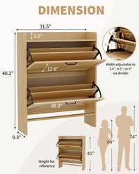 Rangement à chaussures Garvee avec 2 tiroirs pliables, marron rustique, pour entrée et couloir, durable, gain de place, en bois