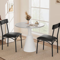 Garvee Lot de 2 chaises de salle à manger rembourrées, revêtement en cuir PU noir, dossier confortable, montage facile, pour cuisine, salon et appartement