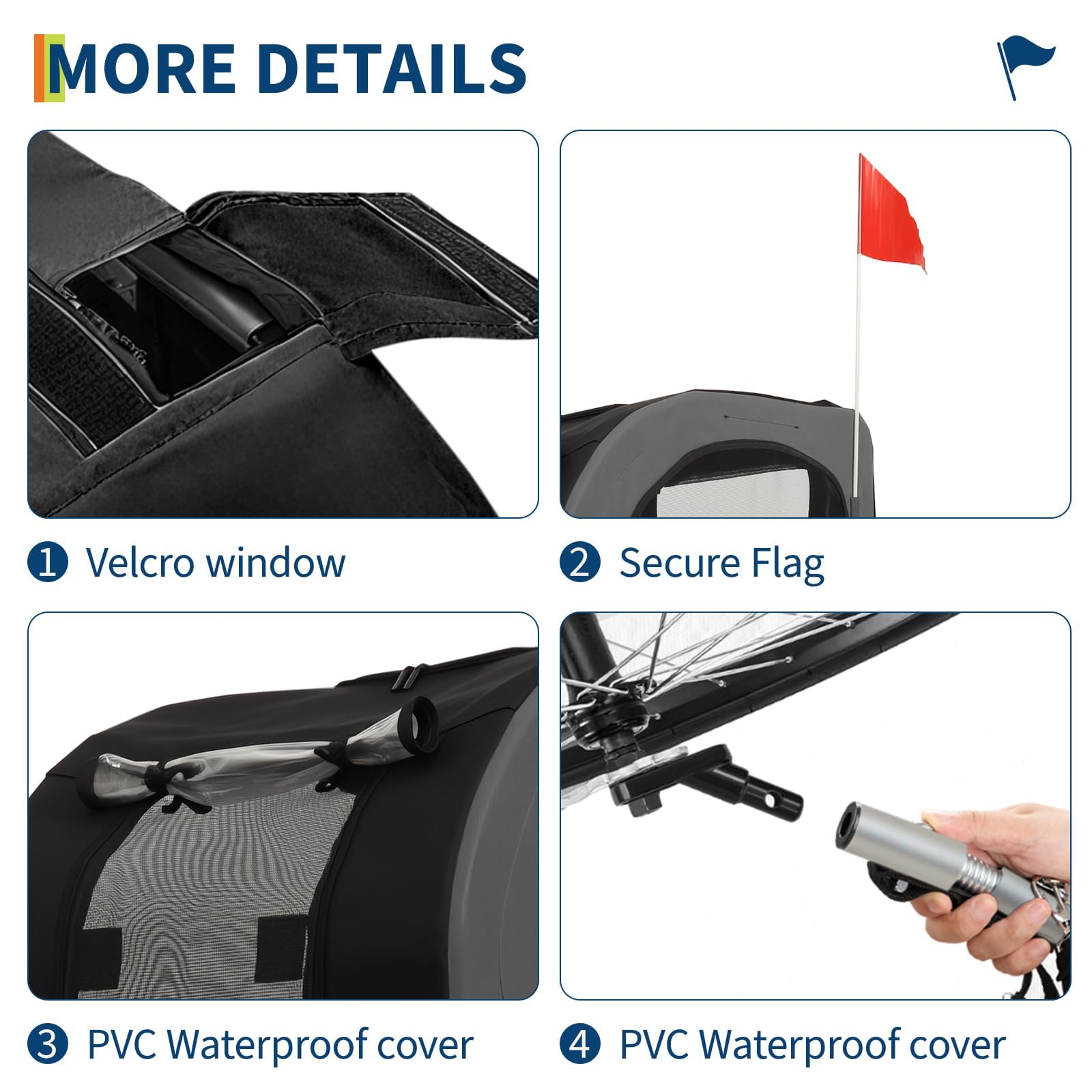 Sac de transport pour chien Garvee pour vélo, capacité de 40 kg, avec pneus pneumatiques de 48 cm, pour chiens moyens à grands, idéal pour les aventures en plein air, pliable, en Oxford 600D, noir