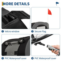 Sac de transport pour chien Garvee pour vélo, capacité de 40 kg, avec pneus pneumatiques de 48 cm, pour chiens moyens à grands, idéal pour les aventures en plein air, pliable, en Oxford 600D, noir