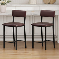 Ensemble de 2 tabourets de bar Garvee, revêtement en cuir PU, ergonomiques et stables, structure en MDF et acier, repose-pieds, marron foncé, pour salle à manger et cuisine.