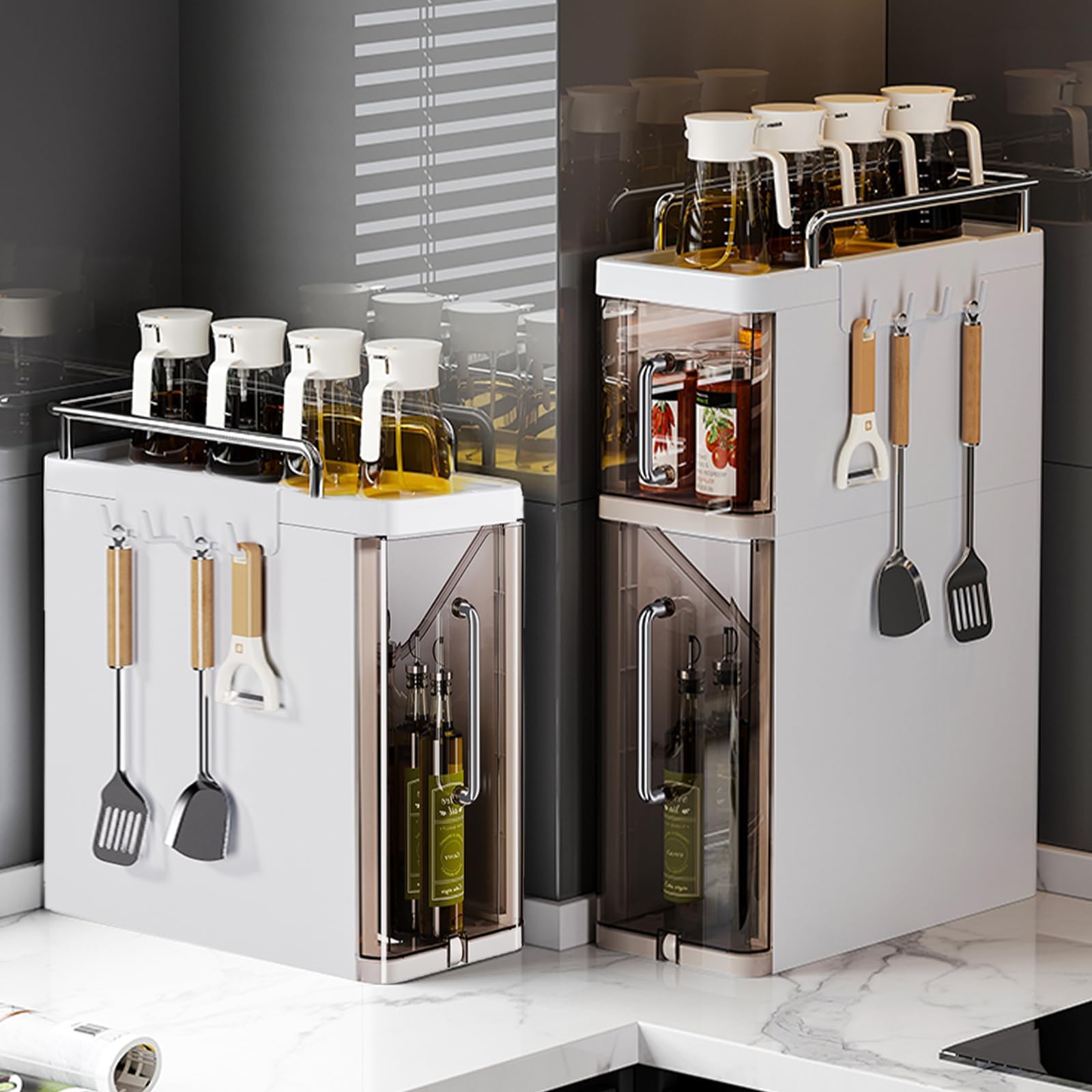 Étagère à épices Garvee à 3 niveaux avec tiroir, gain de place, robuste, pour la cuisine et la salle de bain, compacte et polyvalente