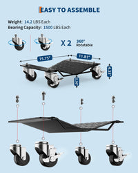 Ensemble de chariots pour roues de voiture Garvee, 2 pièces, capacité de charge de 3000 lb, plateforme en forme de V, acier, pour voitures, camions et motos
