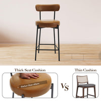Tabouret de bar moderne Garvee 30" en bouclé avec dossier et repose-pieds, idéal pour îlot de cuisine et salle à manger, coussin de 4" et structure en métal noir.