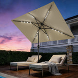 Garvee Parasol Rectangulaire Solaire LED 305 x 198 cm, Manivelle et Inclinaison, 6 Baleines Robustes, Jardin, Terrasse, Piscine, Beige - Beige