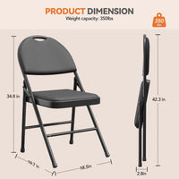 Ensemble de 2 chaises pliantes Garvee, en métal, pieds antidérapants, assise en PU, empilables, pour une utilisation intérieure et extérieure, idéales pour les fêtes et la salle à manger. Coloris : gris foncé, beige et rouge foncé.