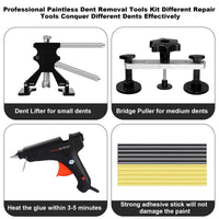 Kit de débosselage sans peinture Garvee 2 en 1, outil de débosselage en acier inoxydable pour réparation automobile, bricolage, polyvalent, noir