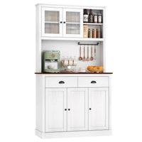 Meuble de cuisine Garvee avec tiroirs et étagères réglables, garde-manger de 180 cm de haut pour cuisine et salle à manger, en panneaux de particules haute densité, blanc