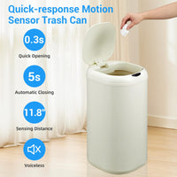 Poubelle automatique Garvee de 30 litres avec capteur sans contact, en acier inoxydable, pour la cuisine et le bureau, ronde et silencieuse.
