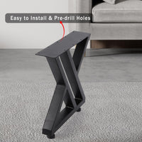 Pieds de table en métal Garvee 40 x 45 cm (15,7 x 17,7 po), robustes, en fer forgé, réglables, pour tables de salle à manger et de jardin, noirs.