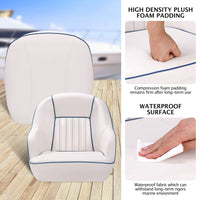 Siège de capitaine ergonomique et confortable pour bateau ponton Garvee, en mousse à compression et vinyle, fixation standard, idéal pour la pêche et les loisirs. Dimensions : 49,5 cm (H) x 55,9 cm (L) x 54,6 cm (P).