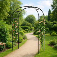 Garvee Arche de jardin en acier noir robuste, treillis pour plantes grimpantes, mariage, fête, décoration extérieure, pelouse, terrasse et allée