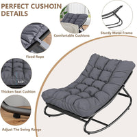 Fauteuil à bascule d'extérieur Garvee, structure en métal, réglable, imperméable, confortable, capacité de 204 kg, gris foncé, pour terrasse, jardin, salon