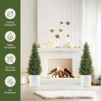 Arbre topiaire artificiel en cèdre Garvee de 91 cm (36 pouces), résistant aux UV, réaliste, tronc en bois, résistant aux intempéries pour une utilisation intérieure et extérieure, décoration de Noël verte