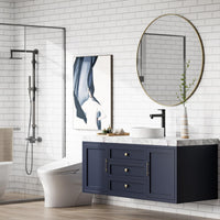 Lavabo rond Garvee 45,7 x 45,7 cm en céramique blanche moderne émaillée résistante aux rayures pour salle de bain et bar