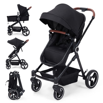 Garvee Poussette Bébé 2 en 1 S600, Assise Haute Vision, Système de Voyage Compact et Léger, Réversible, Pliable, Noir