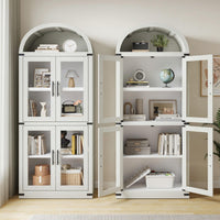 Bibliothèque arquée Garvee, style ferme, avec portes, idéale pour le salon et le bureau, 181,2 cm (71,4 po), bois, coins en métal, profondeur 40,2 cm (15,83 po), robuste, élégance moderne