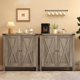 Garvee buffet style ferme armoire de rangement 2 portes MDF 76 × 40 × 80 cm brun rustique pour salon salle à manger - Gris rustique