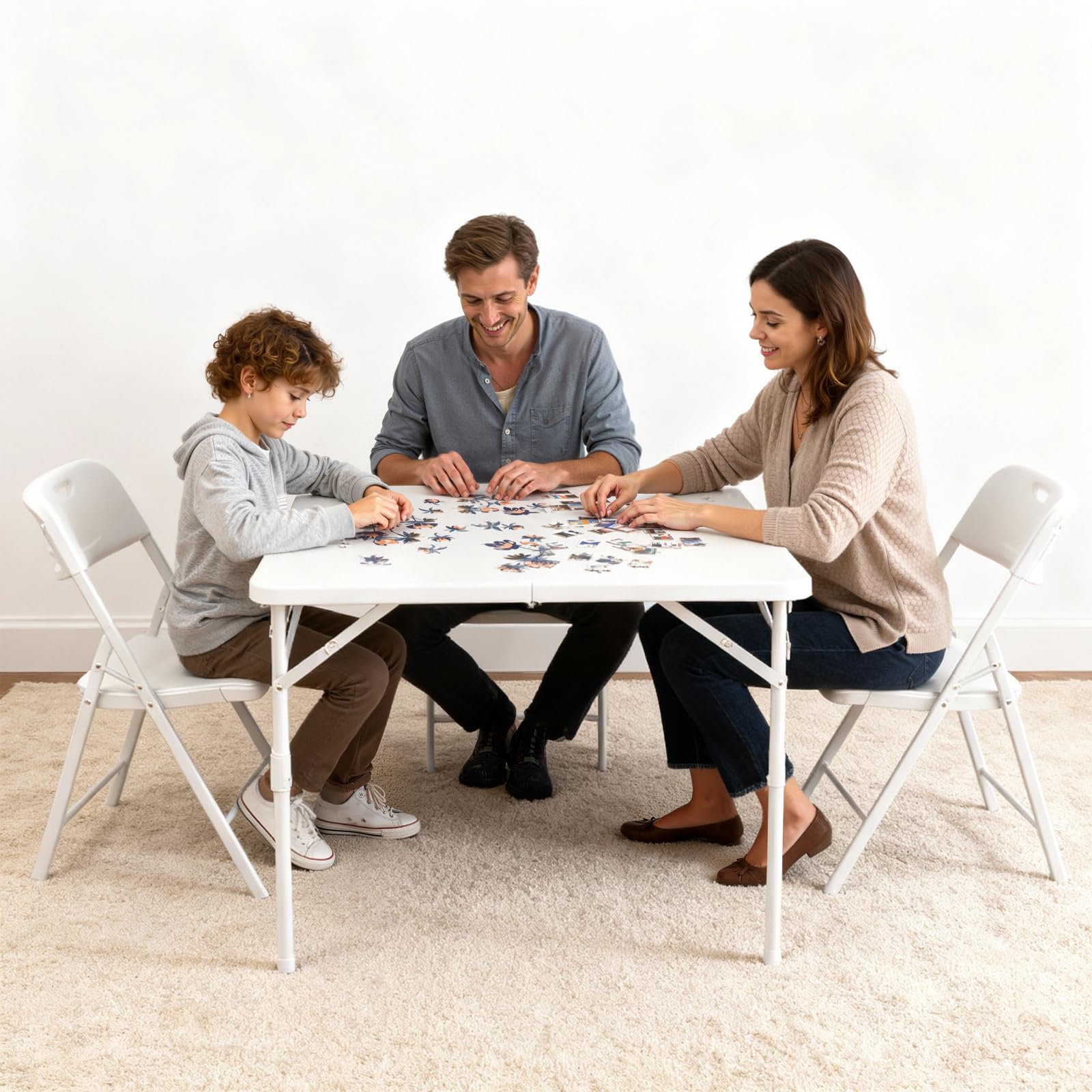 Table carrée pliante Garvee 86 cm (34 po) - Portable et multifonctionnelle - Plateau en plastique, structure en métal - Idéale pour le camping, les pique-niques, le bureau et les fêtes - Blanche